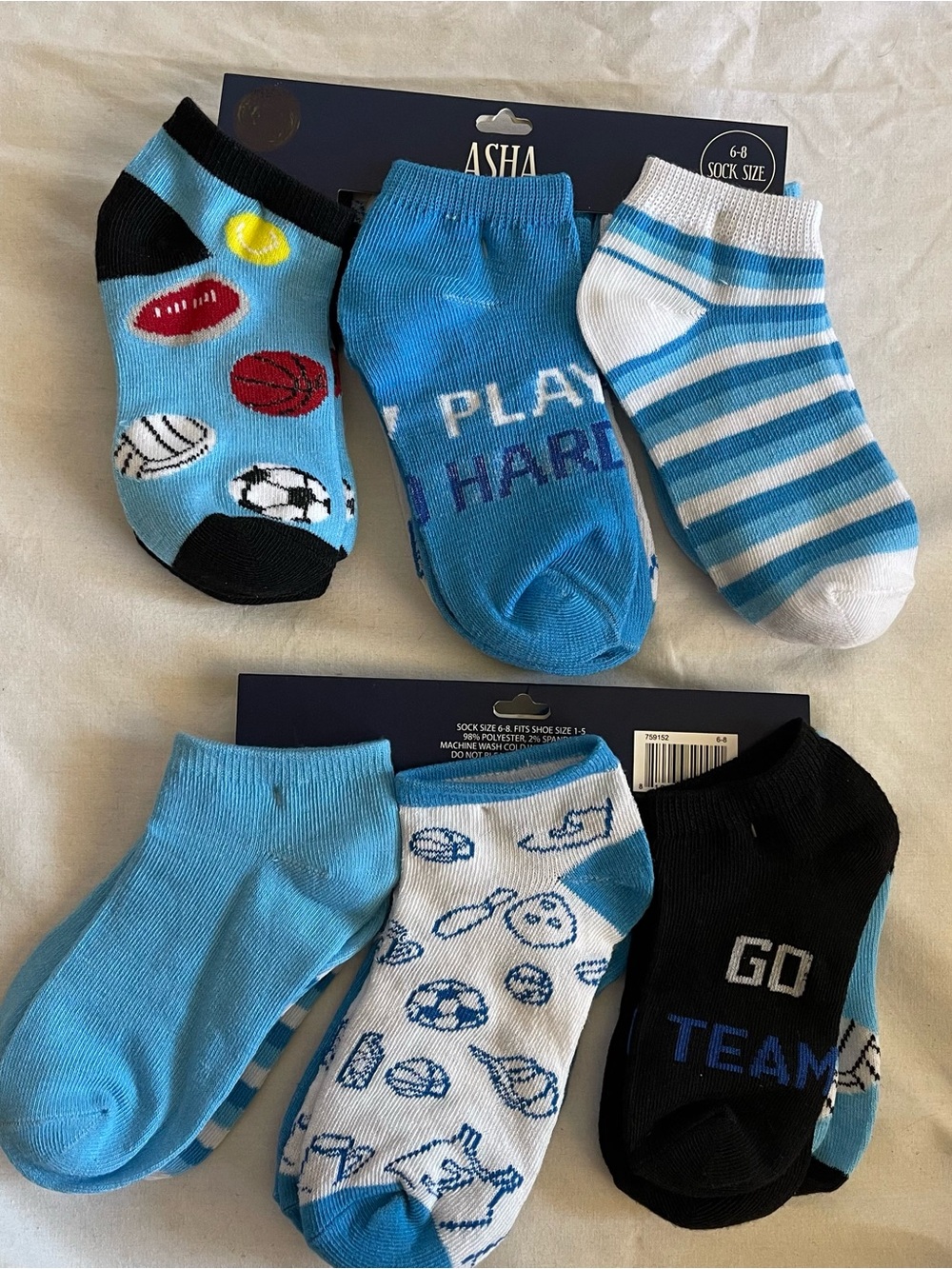 12 Pair kids no-show Socks Size 4-6, Shoe Size 2-4T boys/unisex Sports Design